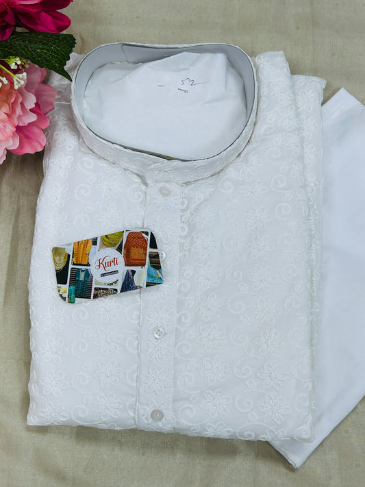 Plus size cotton chikankari Kurta set