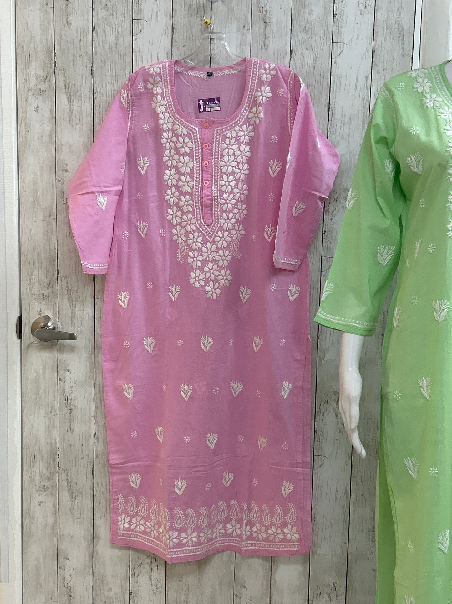 Pure Cotton chikankari kurti with white pant