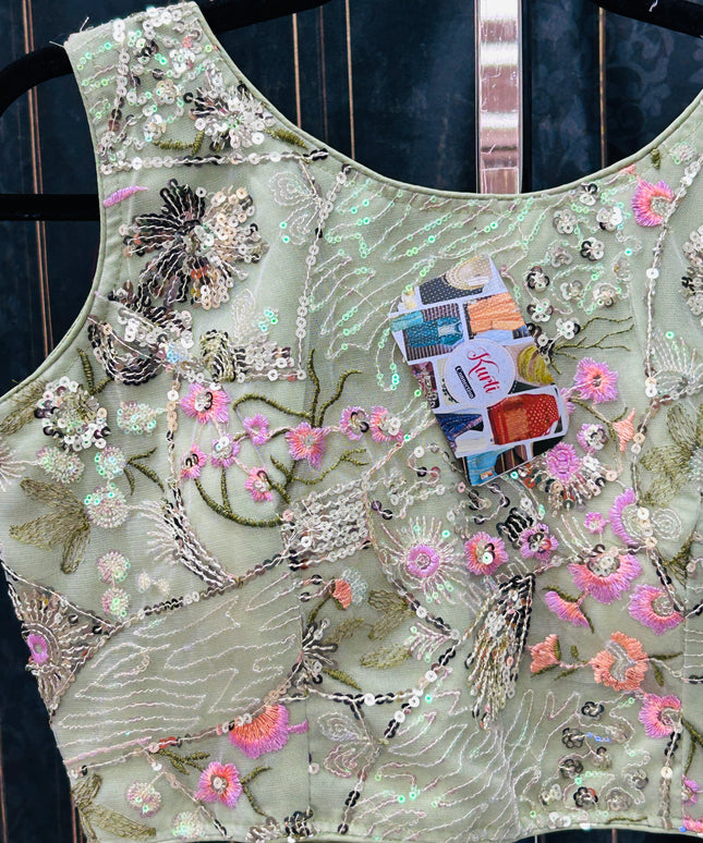 Light green boat neck blouse