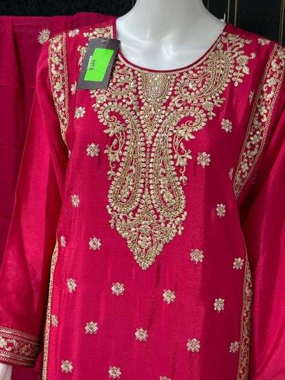 Chinon silk sharara suit