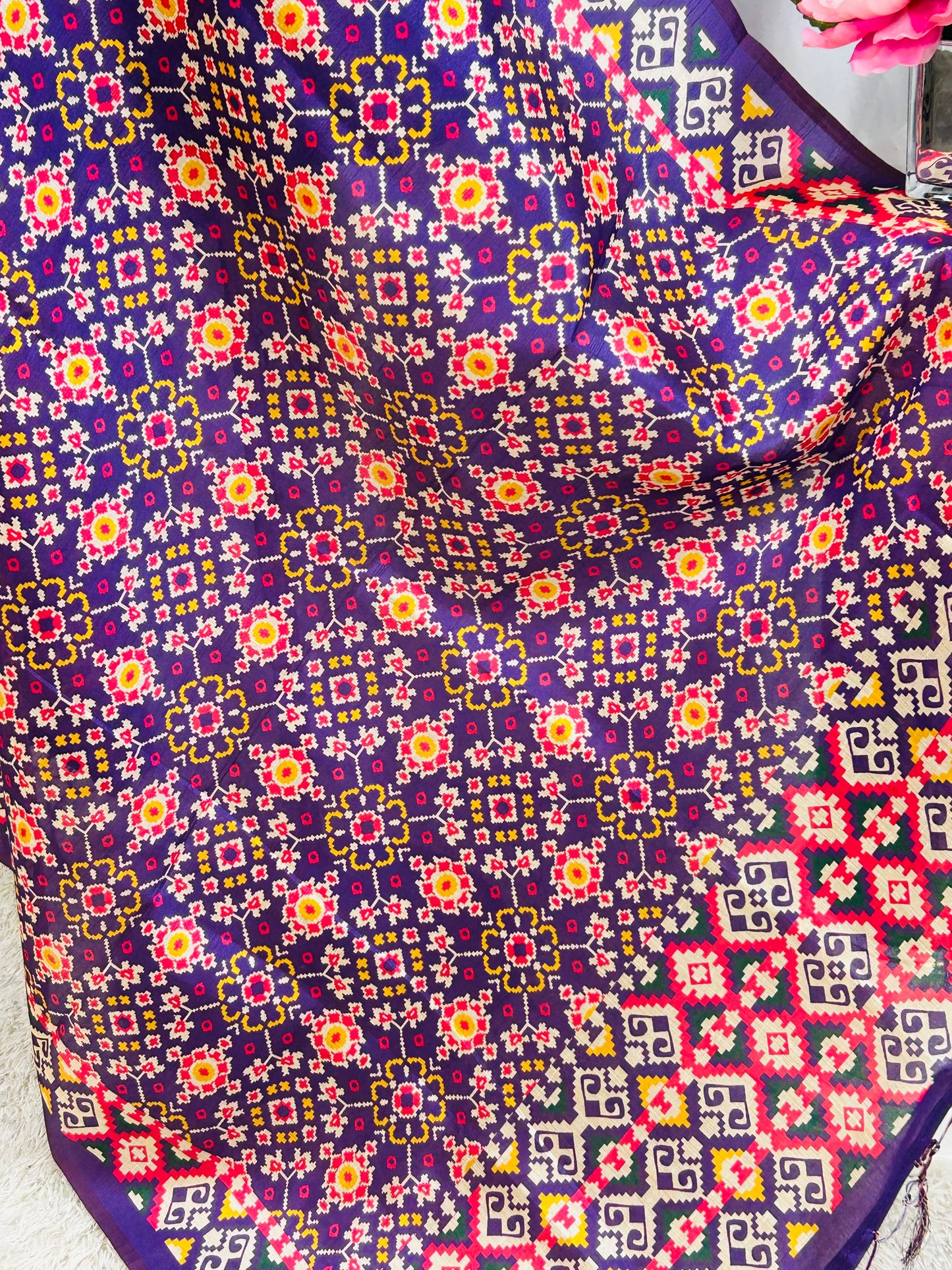 Ikkath print dupatta: purple
