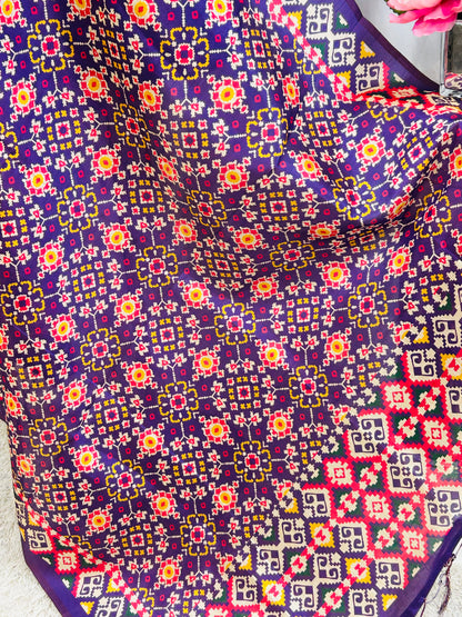 Ikkath print dupatta: purple