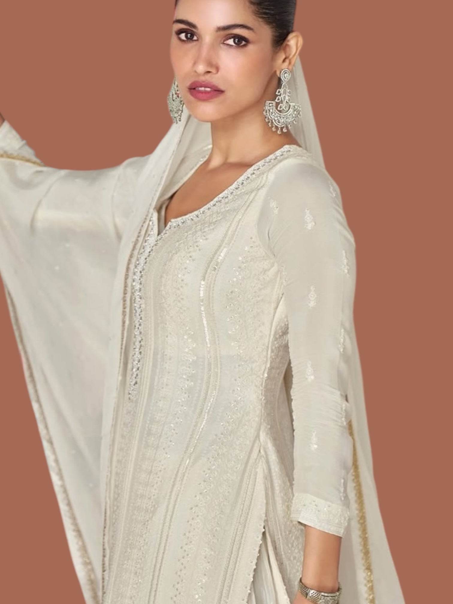 Chikankari work sharara suit - Kurti Connection USA