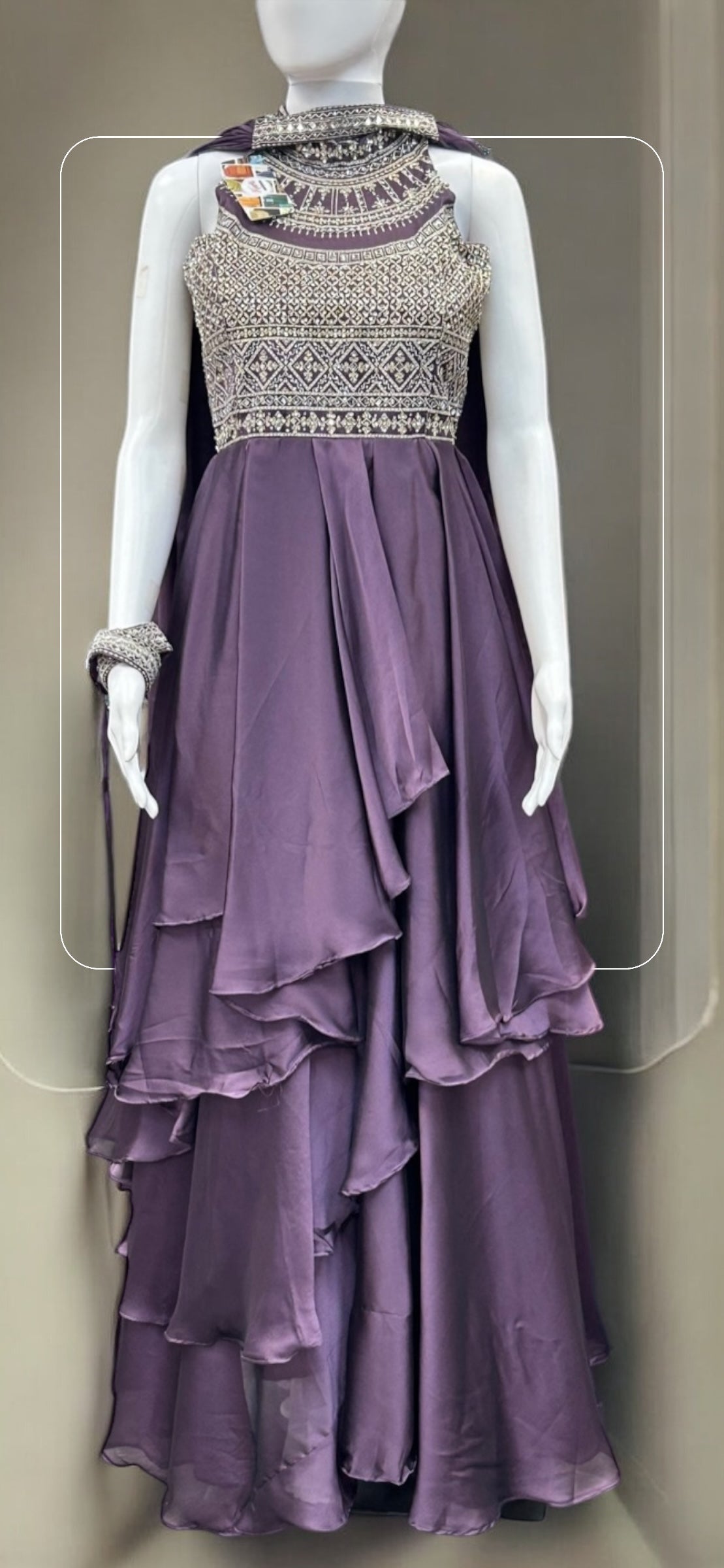 Chiffon silk Indo western gown/ long dress