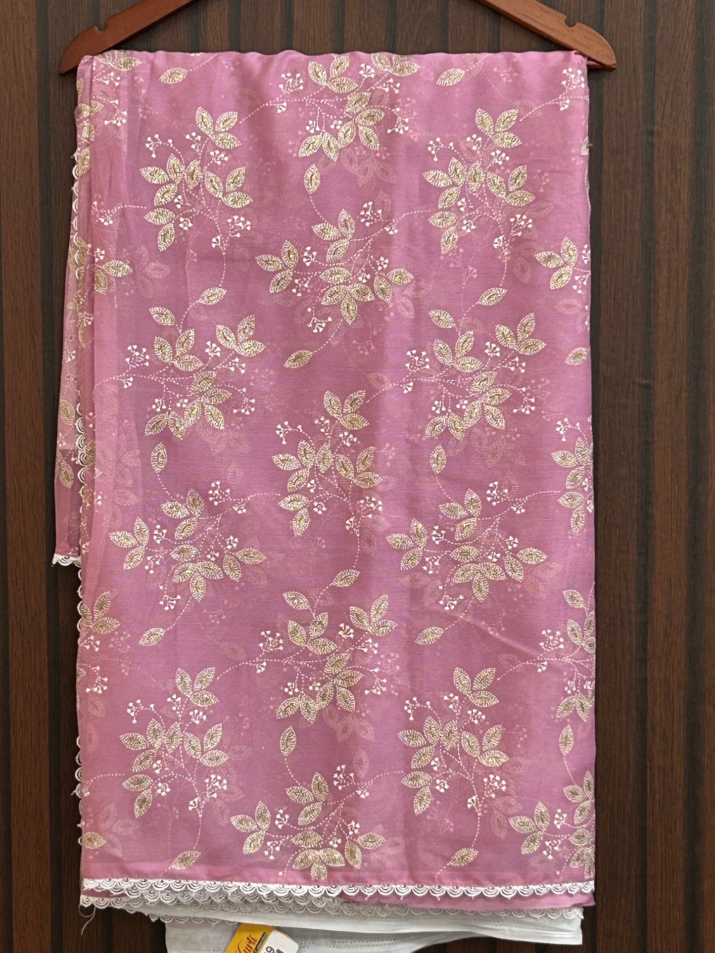 Printed chiffon saree : pink