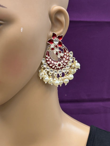 Maroon chandbali earrings