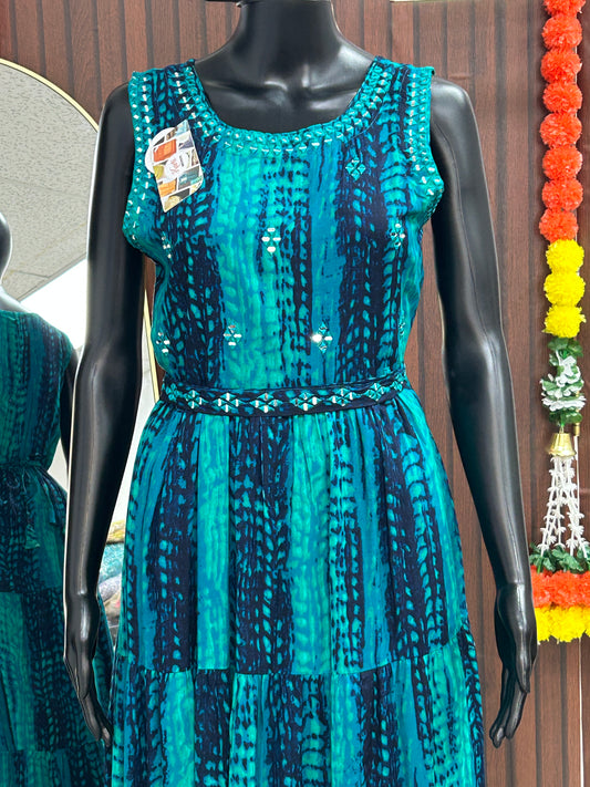 Rayon long kurti : shibori print