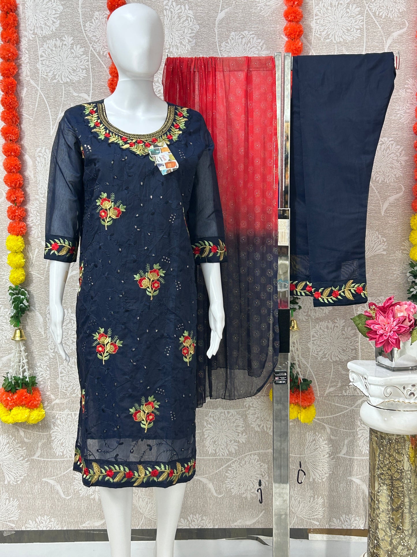Chanderi silk kurti set