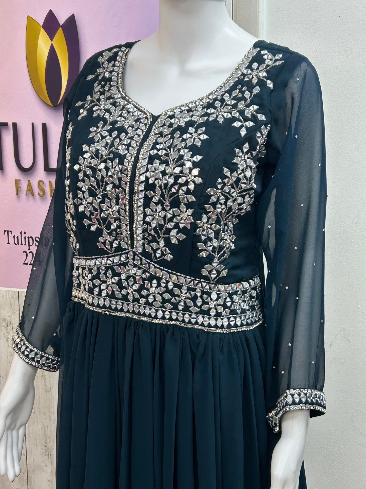 Party wear long gown by Kurti Connection USA