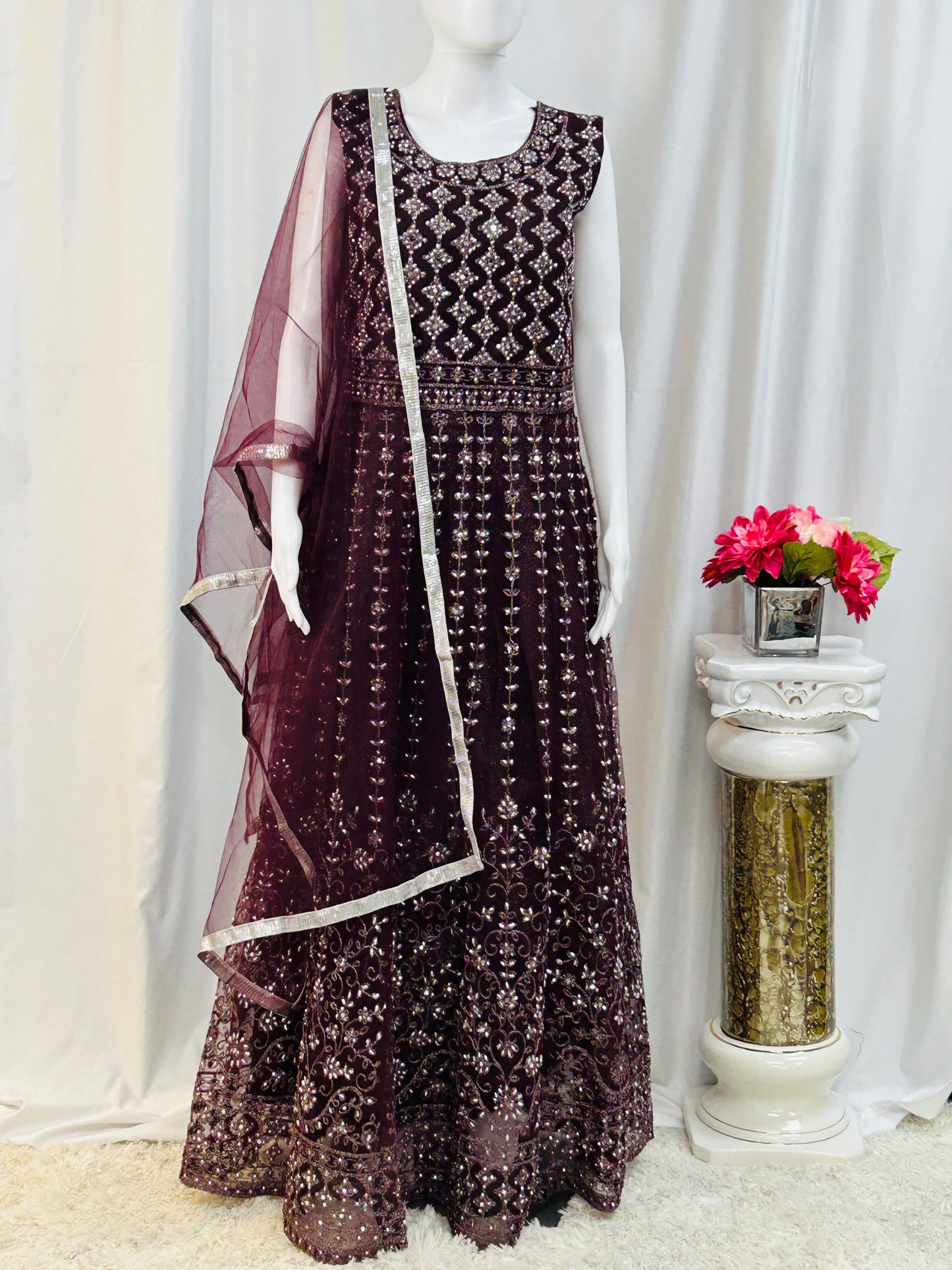 Purple : party wear long dress