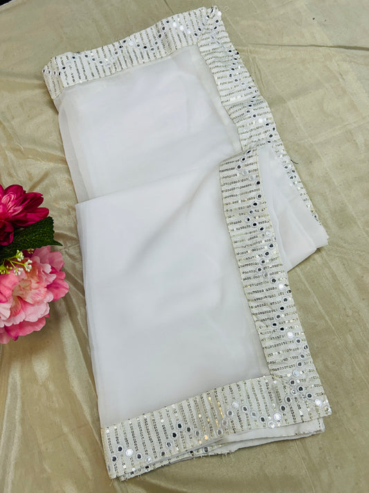 White georgette dupatta