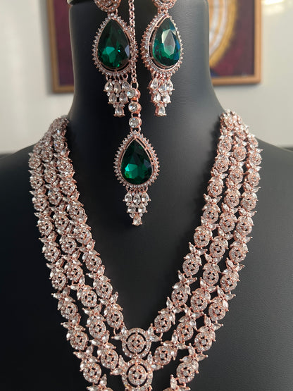 Royal look rose gold finish necklace set