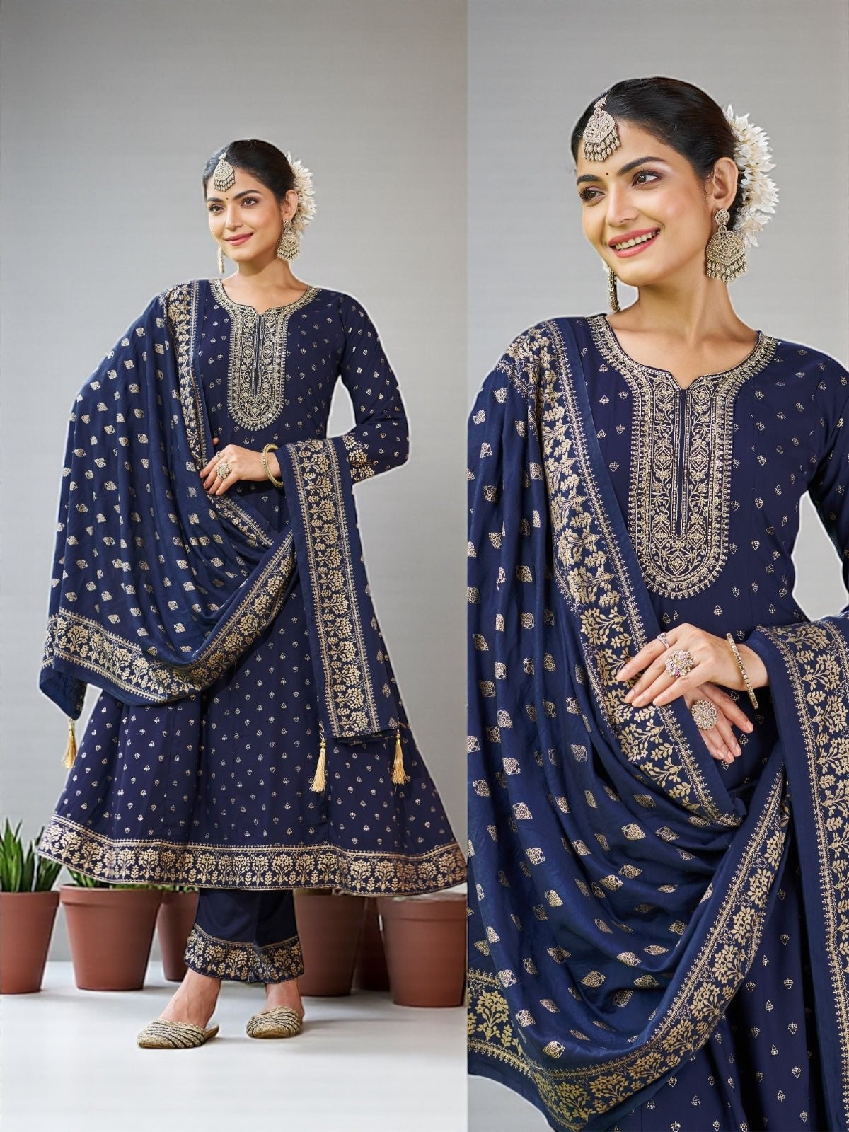 Blue : Plus size Kurti set