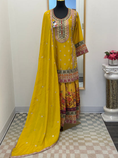 Heavy party wear sharara suit by Kurti Connection USA