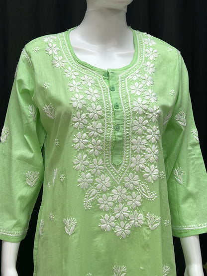 Pure Cotton chikankari kurti with white pant