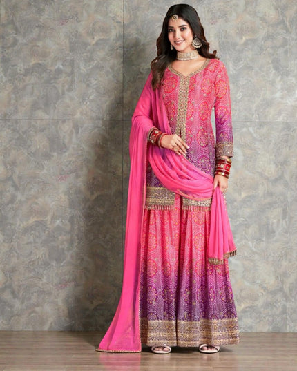 Rangeela : Bandhani silk sharara suits