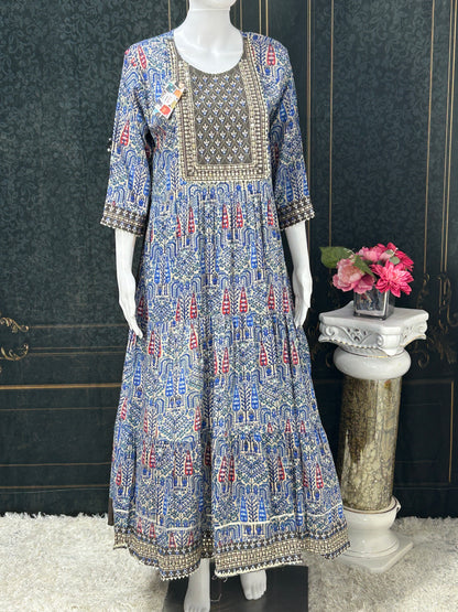 Printed cotton long kurti