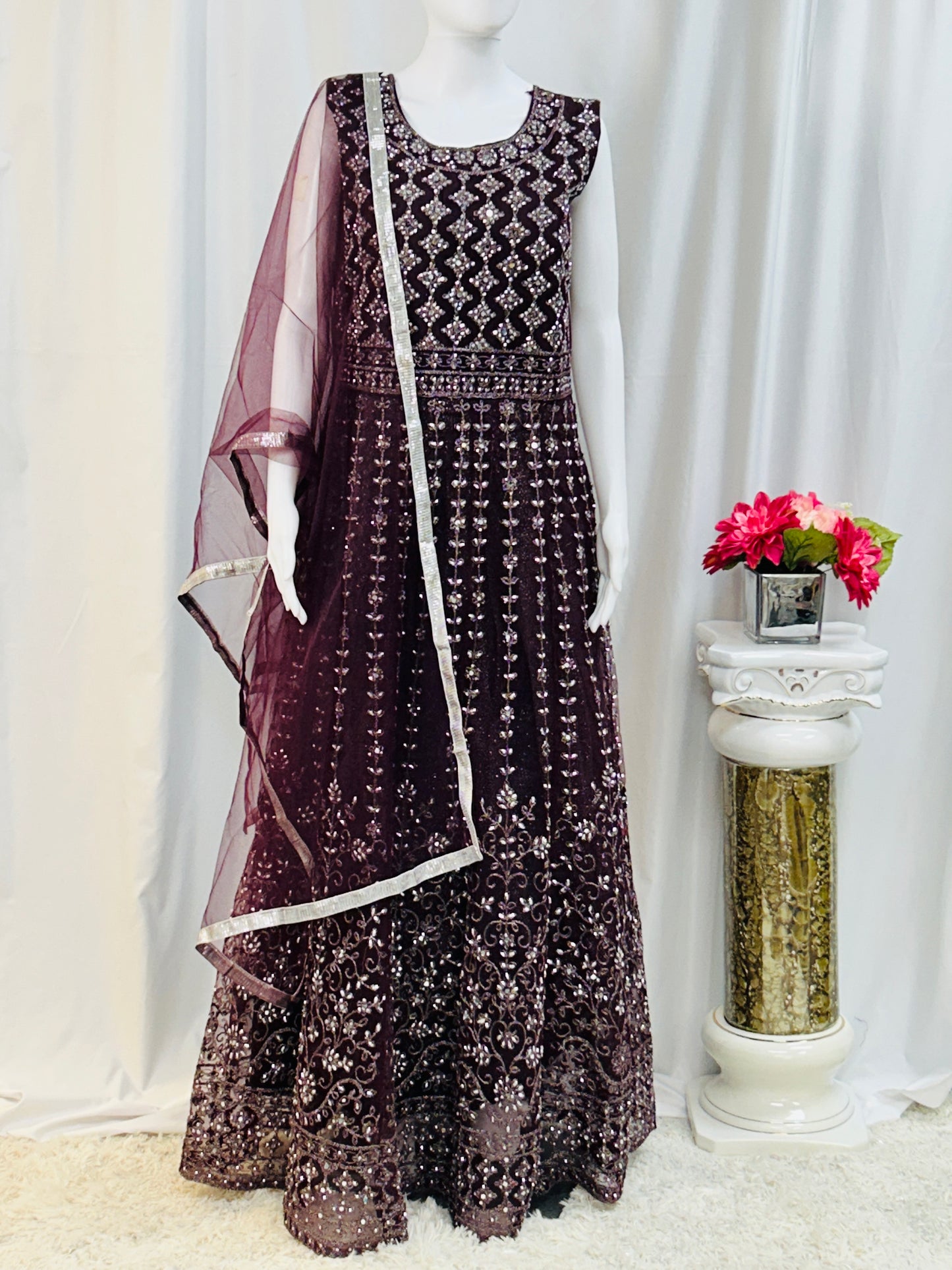 Purple : party wear long dress
