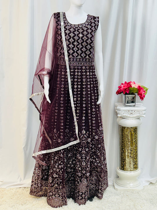 Purple : party wear long dress