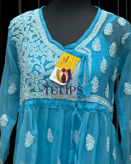 Chikankari short kurti by Kurti Connection USA