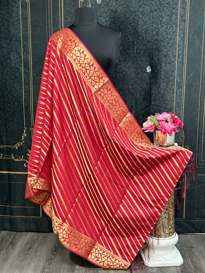 Maroon silk dupatta
