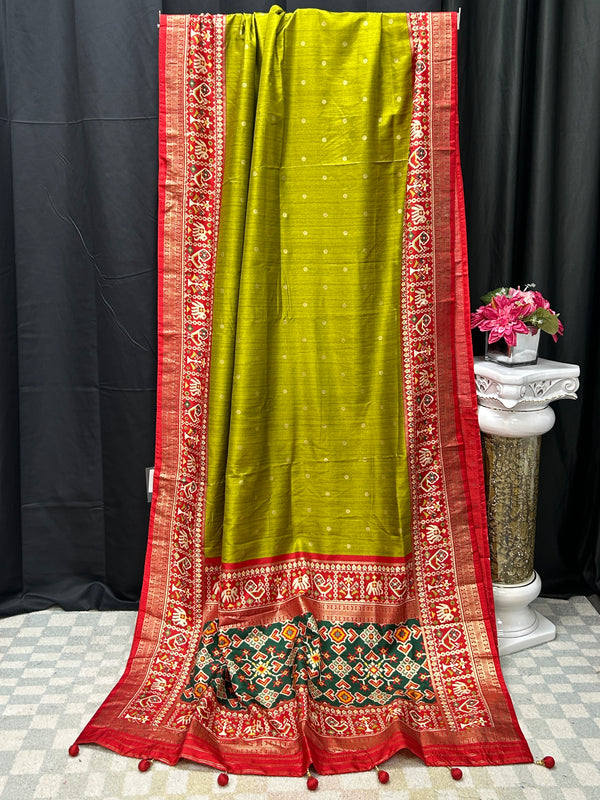Patola print saree : henna green
