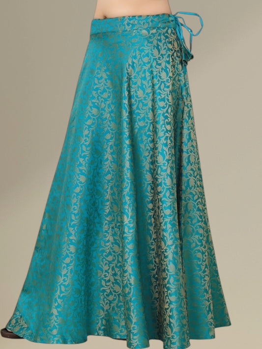 Teal blue  brocade skirt / lehenga