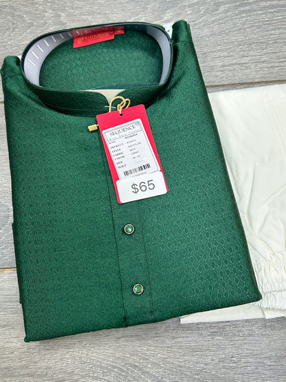 Dark green kurta pajama set