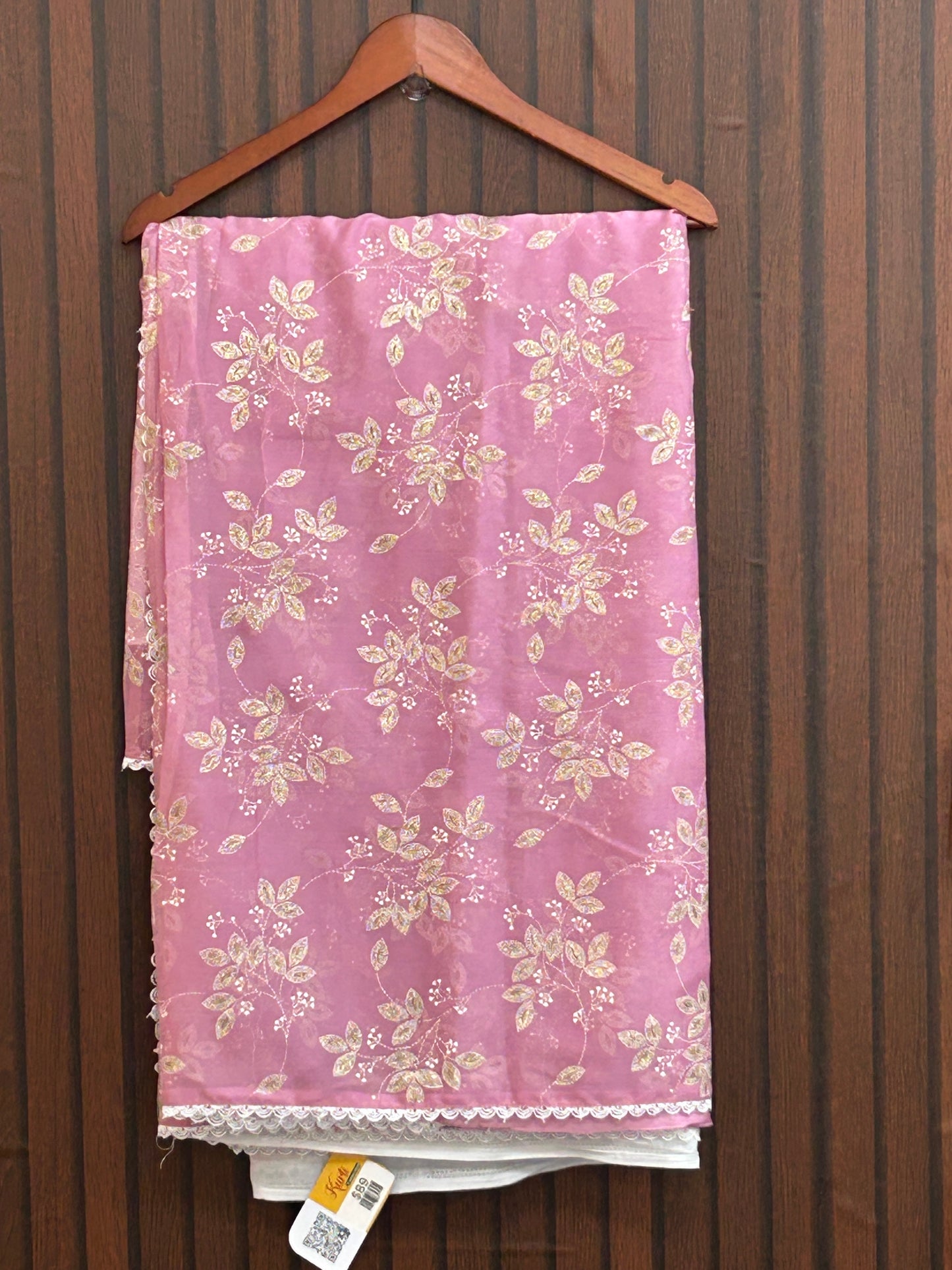 Printed chiffon saree : pink