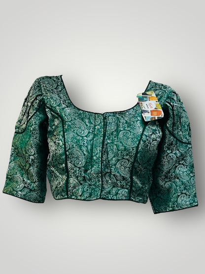 Green- Silver : silk readymade blouse