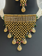 Gold plated necklace set / traditional necklace set by Kurti Connection USA