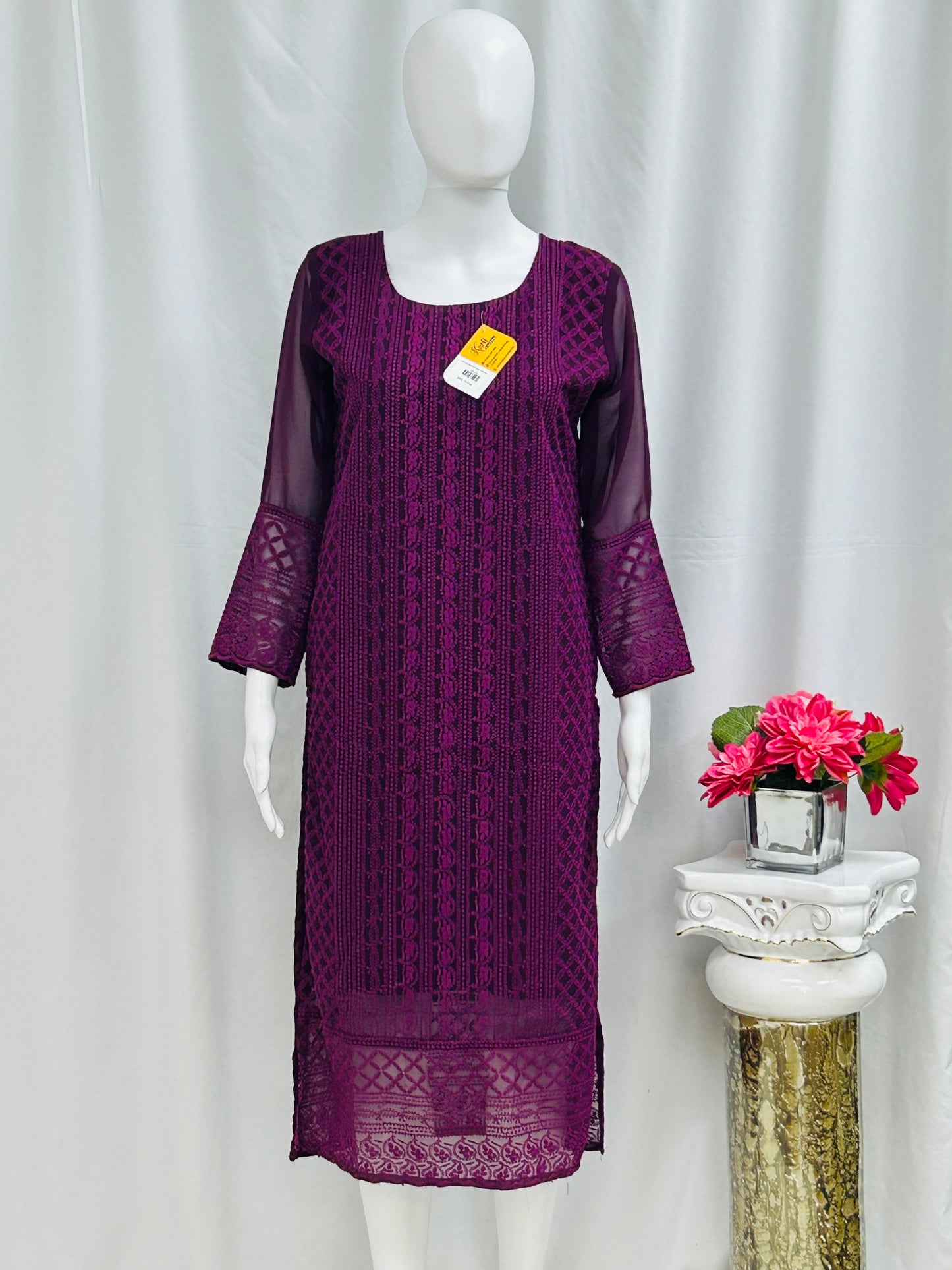 Purple Chikankari Kurti
