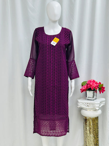 Purple Chikankari Kurti