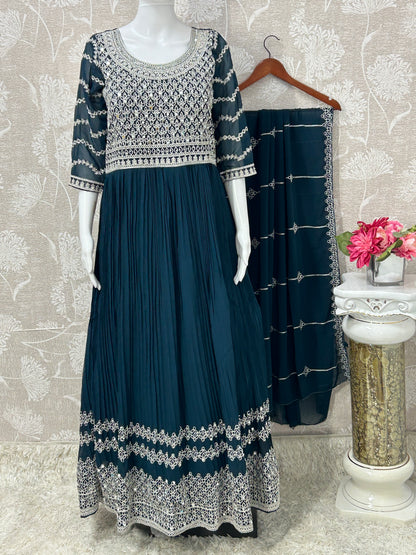 Party wear long gown with dupatta/ Anarkali