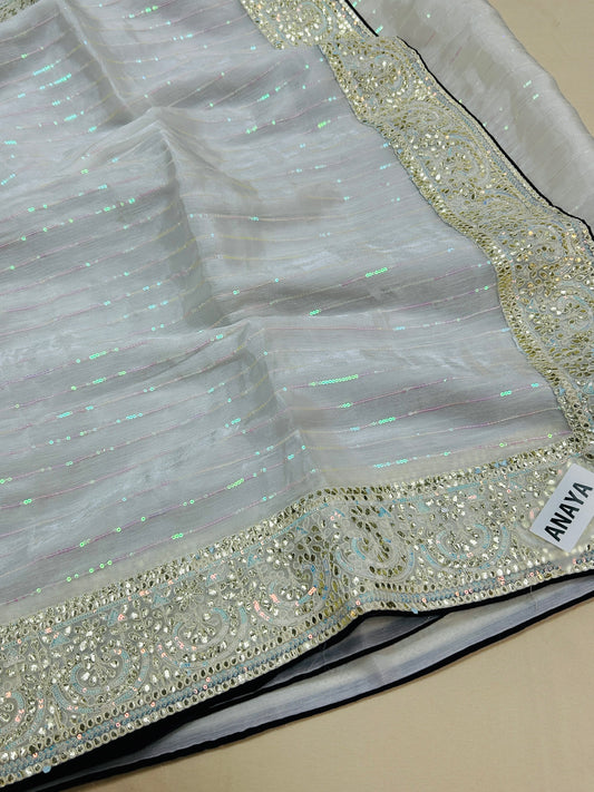 Tissue silk saree with gota Patti work