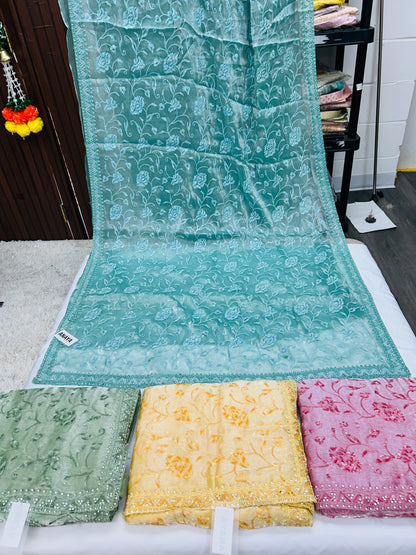 Chiffon silk saree with sequin Chikankari