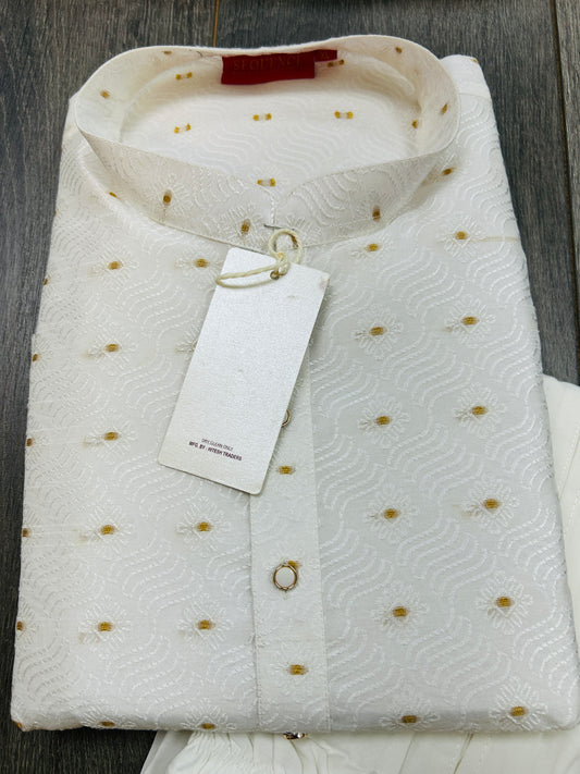 White silk kurta pajama set