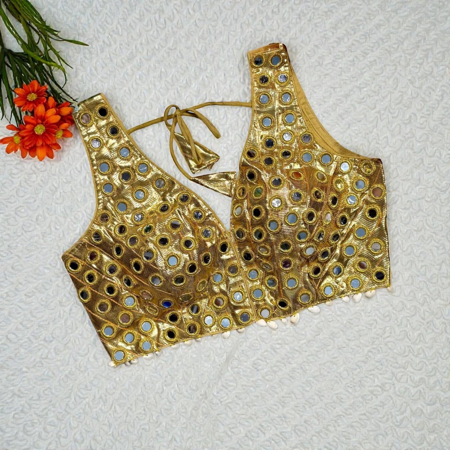 Mirror and shells work blouses