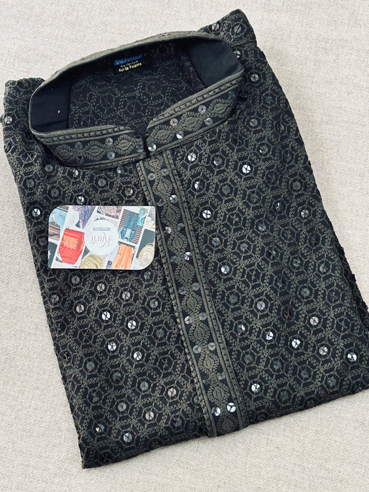 Dark green short kurta