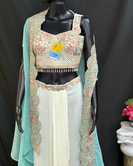 Crop top set with dhoti skirt