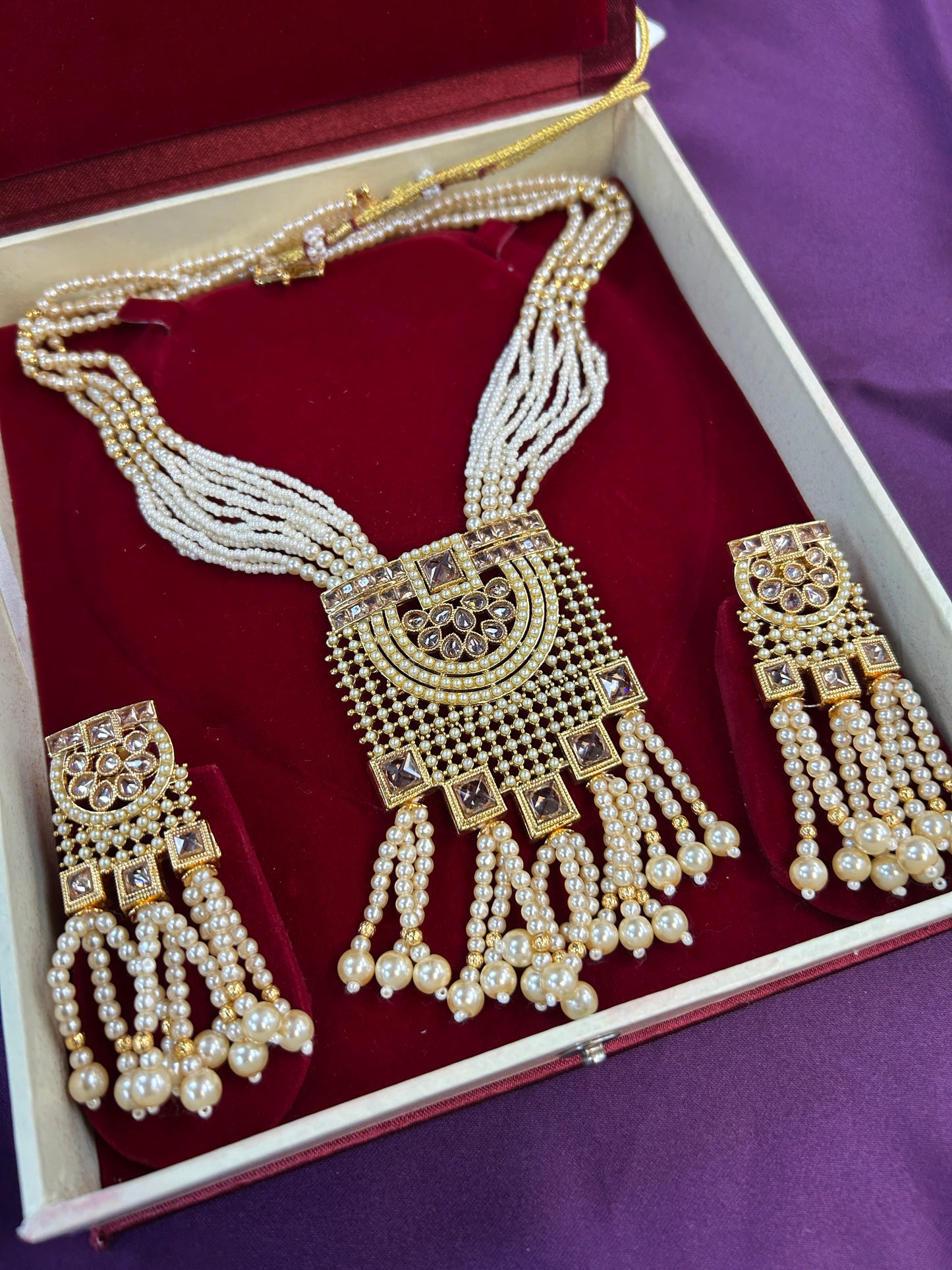 Pearl long necklace set