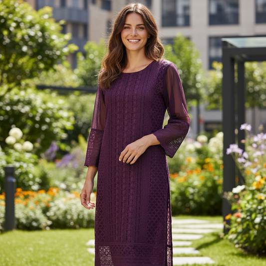 Purple Chikankari Kurti