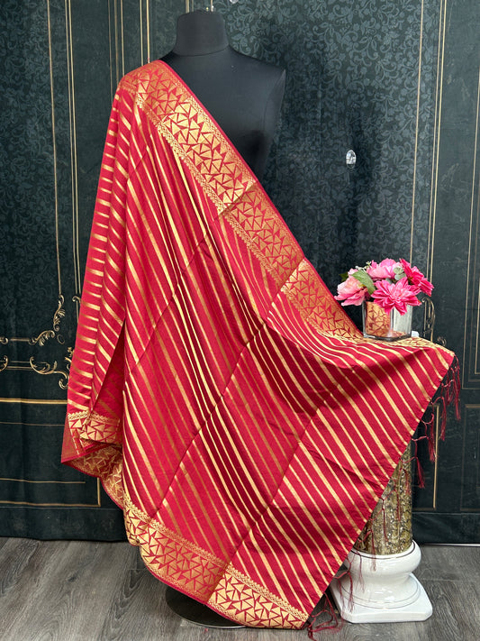 Maroon silk dupatta