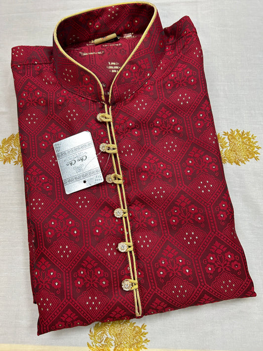 Maroon Silk kurta pajama set