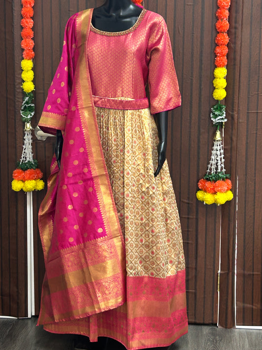 Silk party wear gown