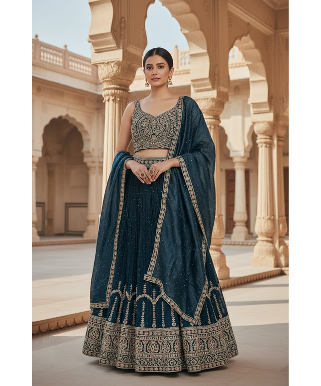 Dark grey lehenga set