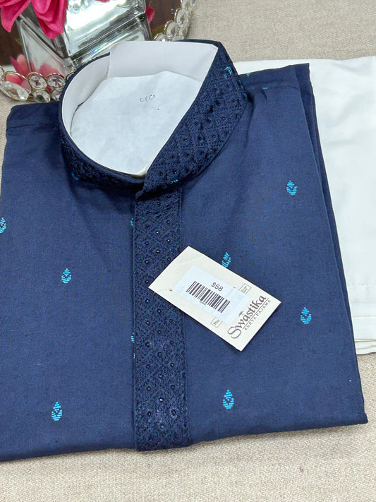 Dark blue cotton kurta set
