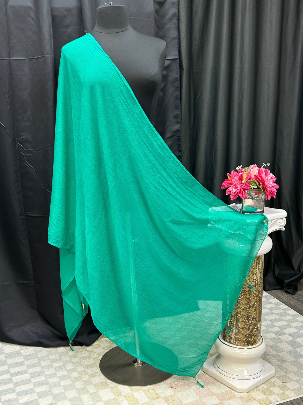 Chiffon green dupatta by Kurti Connection USA