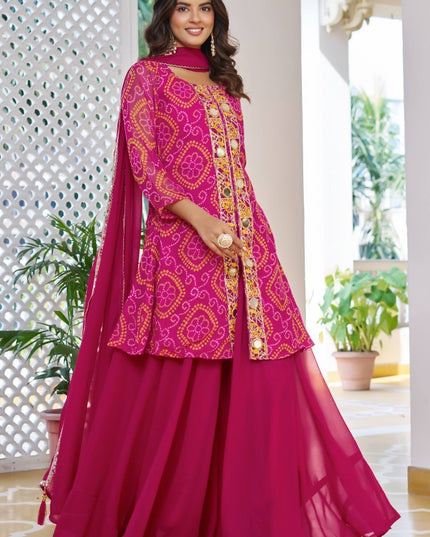 Chiffon Bandhani sharara suit