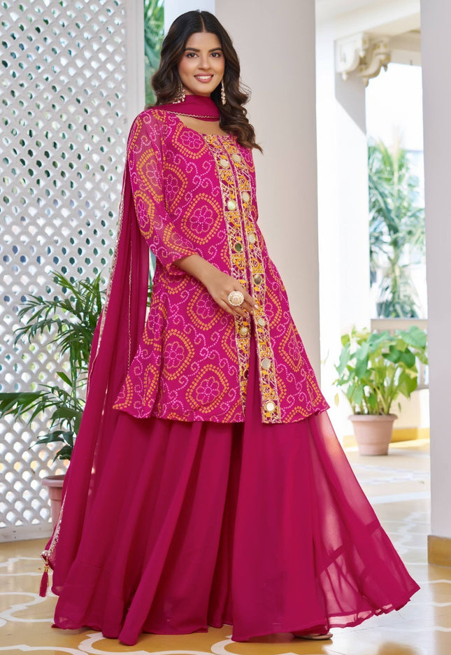 Chiffon Bandhani sharara suit